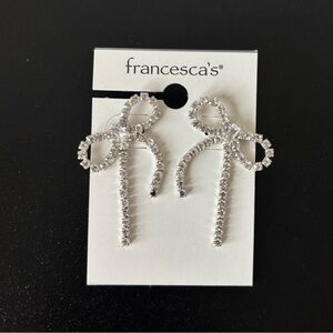 Francesca's Collections Sparkling Silver Bow Earrings